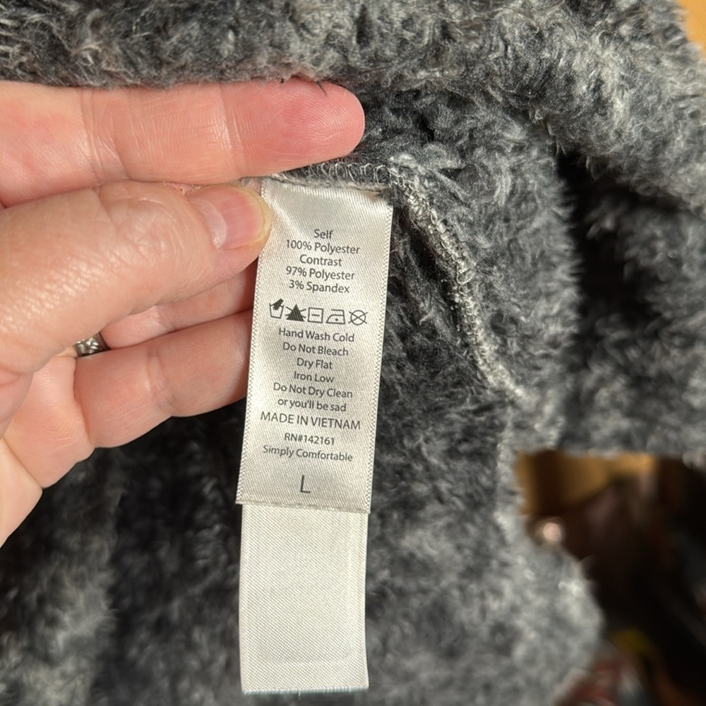 LuLaRoe Nancy Half Zip Pullover SO SOFT Gray Black Size Large - Picture 8 of 10
